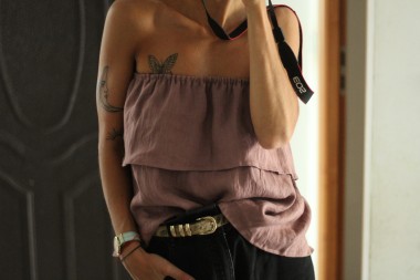 Top lniany burgund